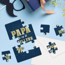 PUZZLE MESSAGE MEILLEUR PAPA ENVELOPPE 14CM BLEU