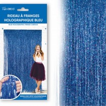 RIDEAU DE FÊTE FRANGES HOLOGRAPHIQUES 2X1M BLEU