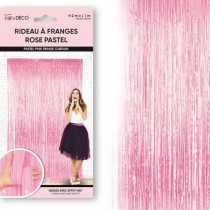 RIDEAU DE FÊTE FRANGES HOLOGRAPHIQUES 2X1M ROSE