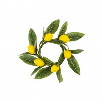 ROND DE SERVIETTE CITRON FEUILLE ARTIFICIEL 10CM