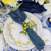 ROND DE SERVIETTE CITRON FEUILLE ARTIFICIEL 10CM