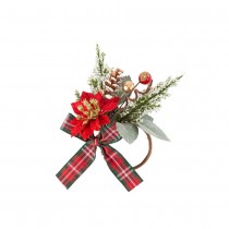 ROND DE SERVIETTE NOËL TARTAN POINSETTIA 10CM