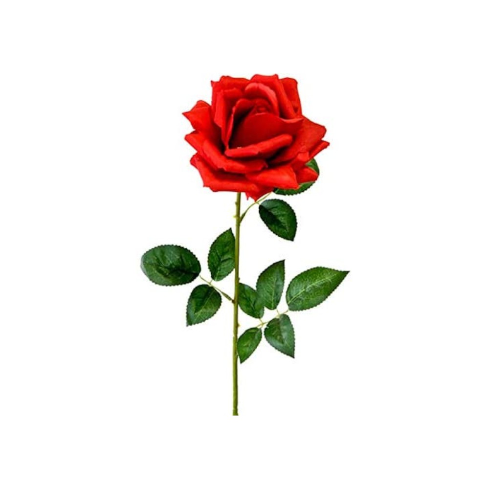 ROSE ARTIFICIELLE OUVERTE 75CM ROUGE