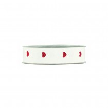 RUBAN COTON CŒUR ROUGE 25MMX20M BLANC