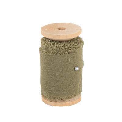RUBAN MOUSSELINE SOIE EFFILOCH 5CMX5M VERT OLIVE