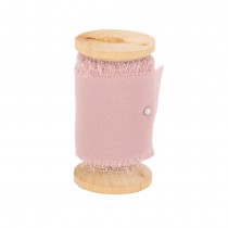 RUBAN MOUSSELINE SOIE EFFILOCHÉ 5CMX5M VIEUX ROSE