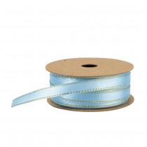RUBAN SATIN LISERÉ OR 1CMX5M BLEU