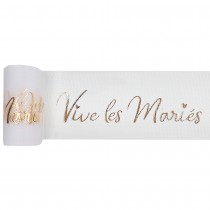 RUBAN TULLE POLYESTER VIVE LES MARIÉS 8CMX10M OR