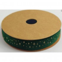 RUBAN VELOURS ÉTOILES OR 10MMX3M VERT ANGLAIS