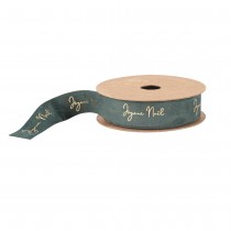 RUBAN VELOURS JOYEUX NOËL OR 18MMX3M VERT ANGLAIS