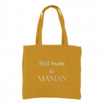 SAC CABAS GAZE DE COTON MAMAN 37.5X35.5CM JAUNE