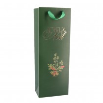 SAC CADEAU BOUTEILLE ESPRIT NOËL 14X39X8CM VERT