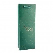 SAC CADEAU BOUTEILLE JOYEUX NOËL 14X39X8CM VERT