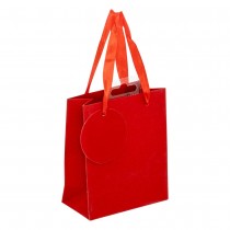 SAC CADEAU CARTON 11.5X6X14CM PAILLETÉ ROUGE