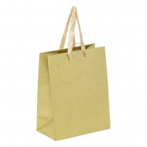 SAC CADEAU CARTON 18X10X23CM PAILLETÉ OR