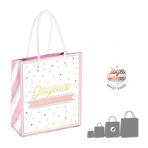 SAC CADEAU CARTON ANNIVERSAIRE C?\'UR 26X13X32CM