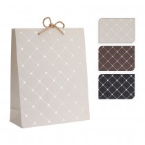 SAC CADEAU CARTON CAPITON ÉTOILE OR 23.5X19.5X8CM