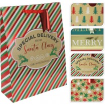 SAC CADEAU CARTON MERRY CHRISTMAS 40X30X10CM