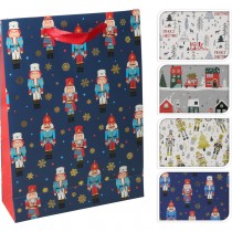 SAC CADEAU CARTON NUTCRACKERS NOËL 25X8.5X34.5CM