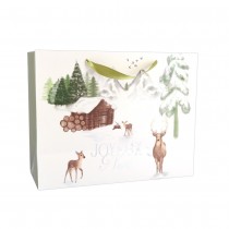 SAC CADEAU CARTON PAYSAGE NEIGE NOËL 33X26X13.5CM