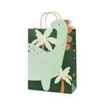 SAC CADEAU DINOSAURE JUNGLE 10X24X37CM VERT