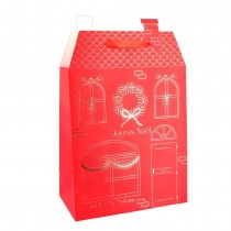 SAC CADEAU MAISON JOYEUX NOËL 26X40.5X13.5CM ROUGE