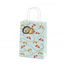 SAC CADEAU VOITURE ÉTIQUETTE ROUE FEU 10.5X18X25CM