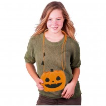 SAC CITROUILLE VISAGE SIMILICUIR 20X18CM ORANGE