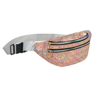 SAC DE TAILLE FESTIF HOLOGRAPHIQUE REFLET OR ROSE