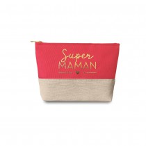 SAC POCHETTE POLYESTER SUPER MAMAN 17X24.5CM