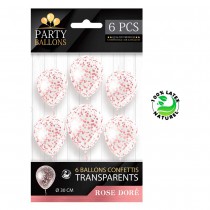 SACHET 6 BALLONS CONFETTIS ROSE