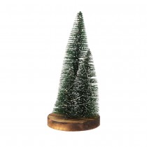 SAPIN DE NOËL NEIGE LED SOCLE BOIS 30CM VERT