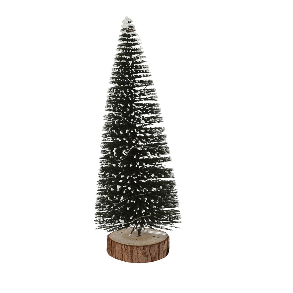 ARBRE NOËL LUMINEUX PAILLETÉ BASE NOIR LED 6X17CM