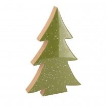 SAPIN DÉCO BOIS PAILLETTES ARGENT 12X18X2CM VERT