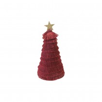 SAPIN FRANGES ÉTOILE OR PAILLETÉ 17X7.5CM ROUGE