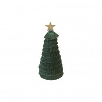 SAPIN FRANGES ÉTOILE OR PAILLETÉ 17X7.5CM VERT