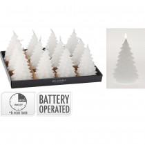 SAPIN LED CHAUD PILE TIMER 11X11X17CM BLANC