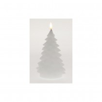 SAPIN LED CHAUD PILE TIMER 11X11X17CM BLANC