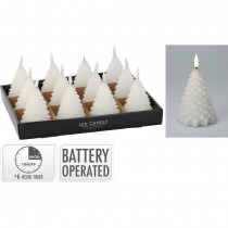 SAPIN LED CHAUD PILE TIMER 8X8X11CM BLANC