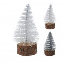 SAPIN MINIATURE HIVER NEIGE RONDIN 14CM