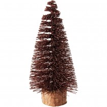 SAPIN NEIGE MÉTAL BASE RONDIN ÉCORCE 14CM MARRON