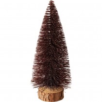 SAPIN NEIGE MÉTAL BASE RONDIN ÉCORCE 25CM MARRON
