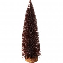SAPIN NEIGE MÉTAL BASE RONDIN ÉCORCE 35CM MARRON