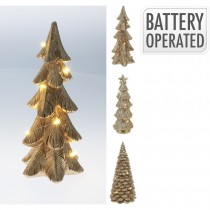 SAPIN POLYSTONE LED CHAUD PILE 8X8X21CM OR