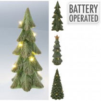 SAPIN POLYSTONE LED CHAUD PILE 8X8X21CM VERT