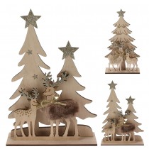 SCÈNE BOIS RENNES SAPIN CHAMPAGNE PAILLETÉ 21CM