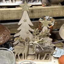 SCÈNE BOIS RENNES SAPIN CHAMPAGNE PAILLETÉ 21CM