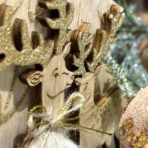 SCÈNE BOIS RENNES SAPIN CHAMPAGNE PAILLETÉ 21CM