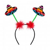 SERRE-T&Ecirc;TE &Agrave; RESSORTS SOMBRERO SEQUIN PLUME ADULTE