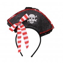 SERRE-TÊTE CHAPEAU PIRATE DENTELLE NOIR ADULTE